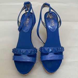 Guess blue studded wedges size 5